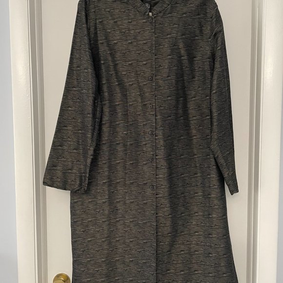 QVC Dialogue Textured Silk Mandarin Collar Duster - Picture 2 of 5